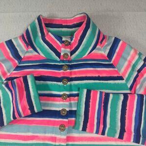 Lilly Pulitzer Women's Captain Pullover Sandy Shell Stripe M Preppy Resort
